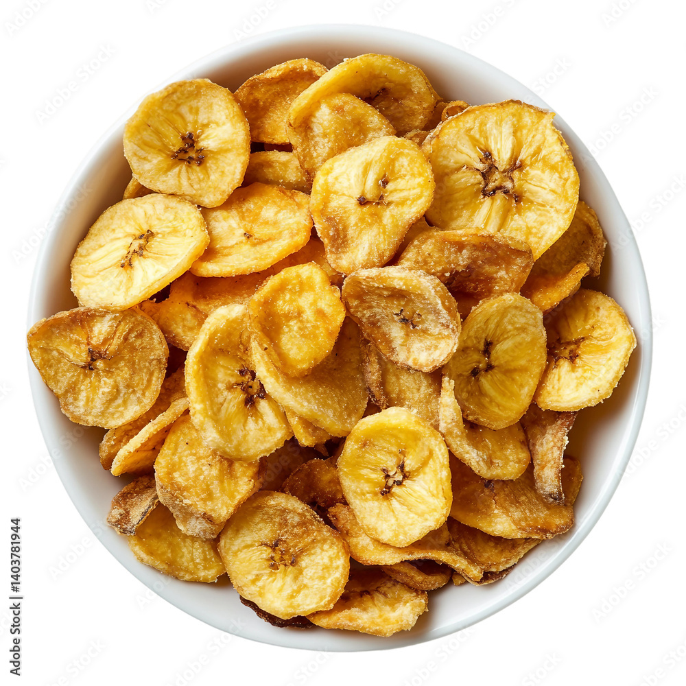 Banana chips isolated on white and transparent background Banana chips isolated on white and transparent background