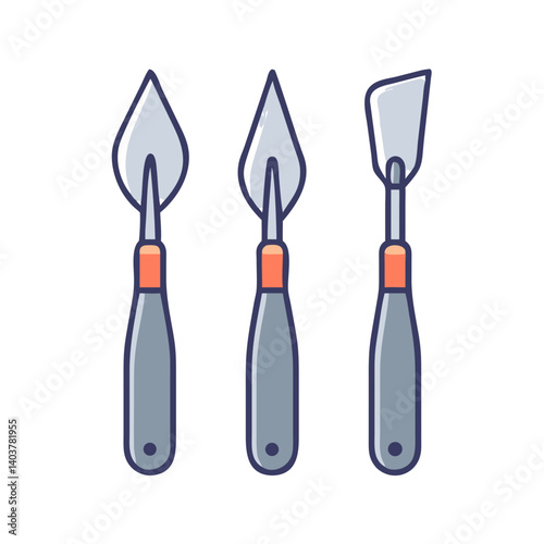 Set of Art Palette Knives Icon Representing Texture Creation and Painting Tools