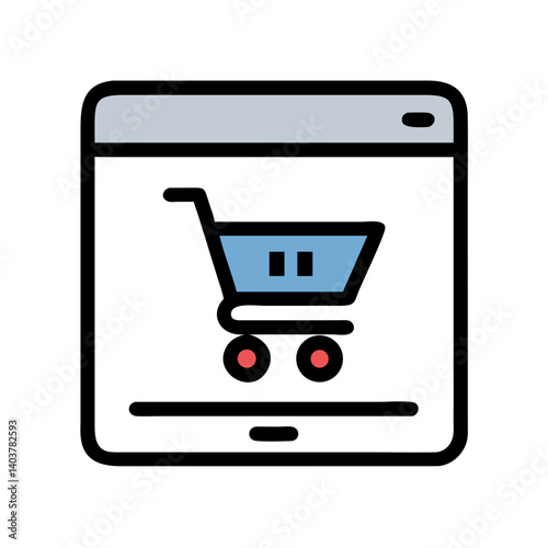 Shopping Cart Icon Representing Online Purchase and E-Commerce Checkout