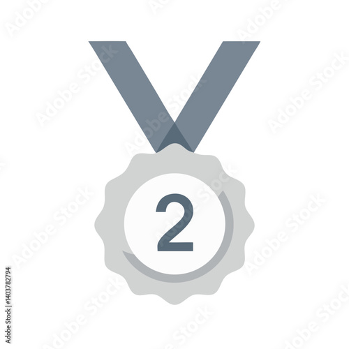Silver Medal Icon Representing Second Place Ranking and Achievement