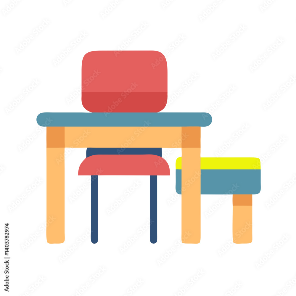 Small Desk and Chair icons representing Preschool Learning and Classroom Setup Small Desk and Chair icons representing Preschool Learning and Classroom Setup