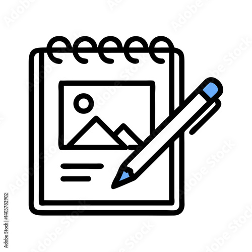 Sketchpad with Pen Icon Representing Drawing and Artistic Creation