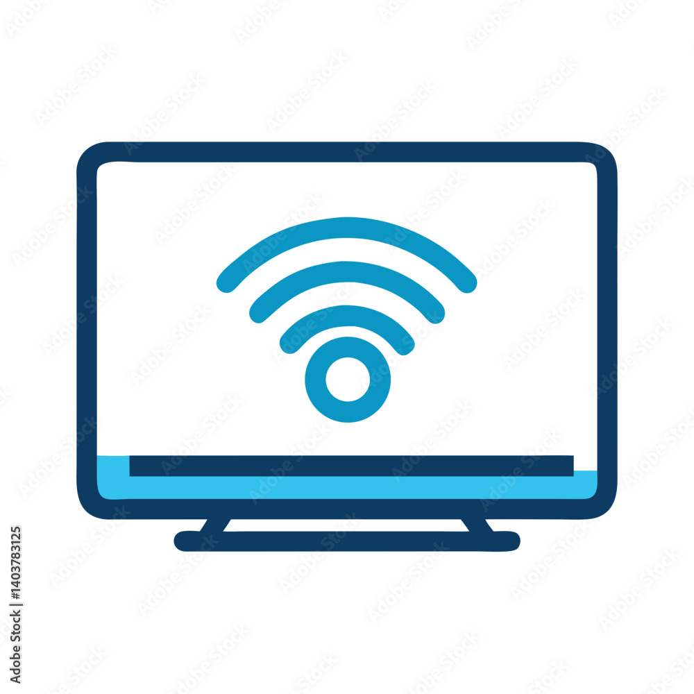 Smart TV with Signal Icon Representing Streaming and Media Content Smart TV with Signal Icon Representing Streaming and Media Content