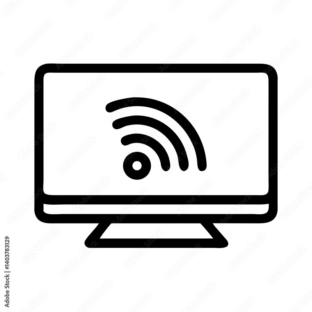 Smart TV with Signal Icon Representing Streaming and Media Content Smart TV with Signal Icon Representing Streaming and Media Content