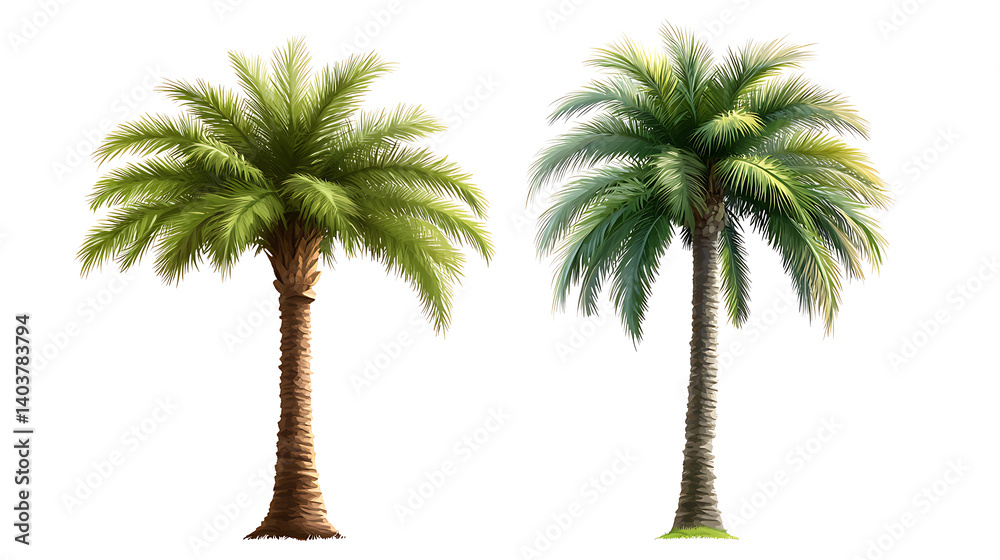Obraz premium Two palm trees against a white background