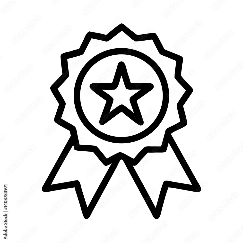 Star with Ribbon Icon Representing Excellence and Achievement