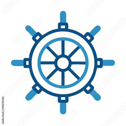 Steering Wheel Icon Representing Nautical Navigation and Maritime Travel