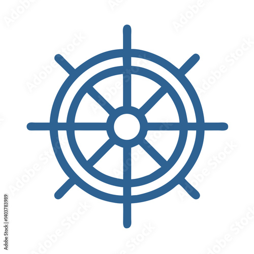 Steering Wheel Icon Representing Nautical Navigation and Maritime Travel