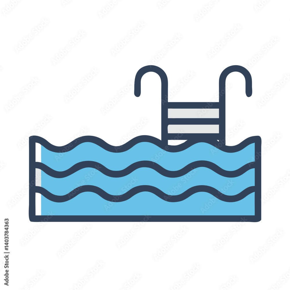 Swimming Pool Icon Representing Resort and Water Leisure Activities Swimming Pool Icon Representing Resort and Water Leisure Activities