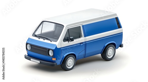 Vintage delivery van on white background