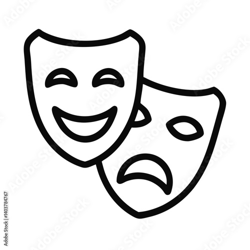 Theatre Masks Icon Representing Performing Arts and Dramatic Expression