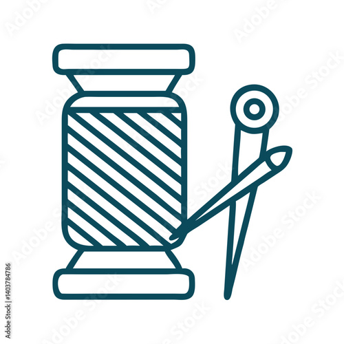 Thread Spool and Needle Icon Representing Textile Craft and Sewing