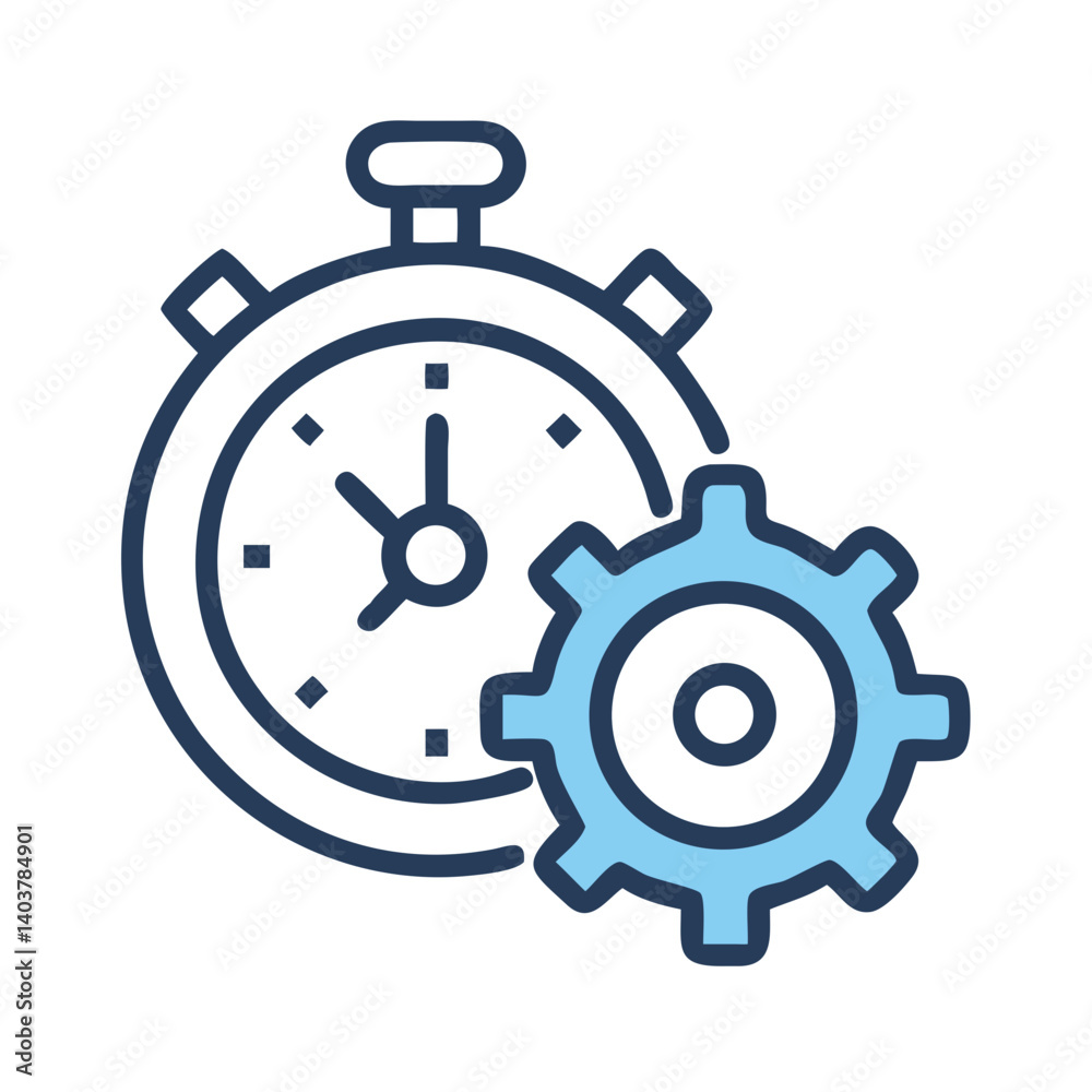 Timer with Gear Icon Representing Performance Optimization and Time Management Timer with Gear Icon Representing Performance Optimization and Time Management