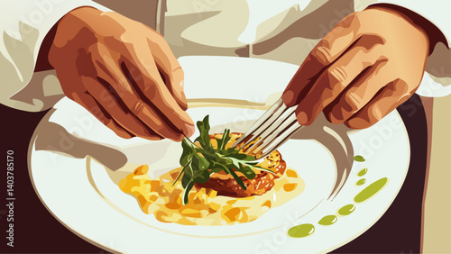 Chef Cooking Gourmet Dish in a Restaurant