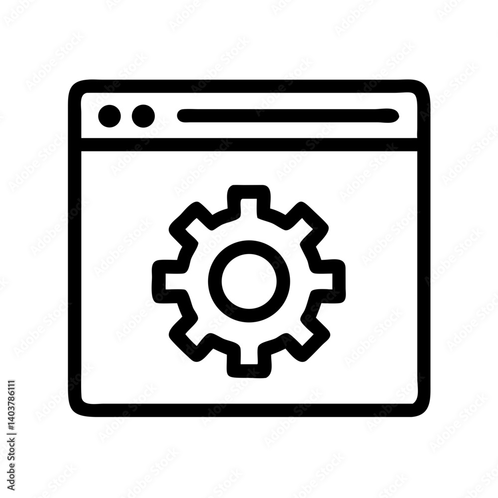 Web Browser with Gear Icon Representing Online Settings and Internet Configuration Web Browser with Gear Icon Representing Online Settings and Internet Configuration