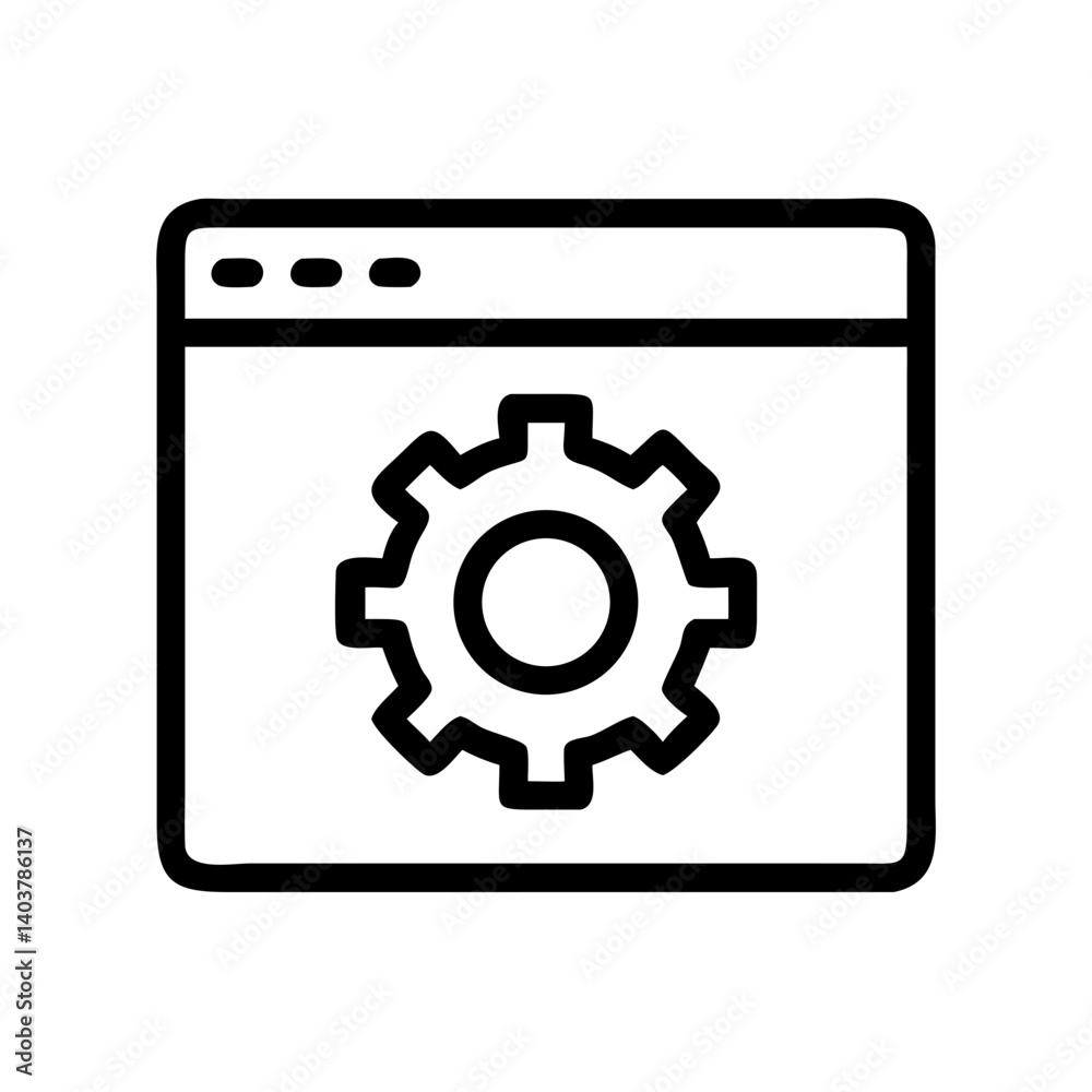 Web Browser with Gear Icon Representing Online Settings and Internet Configuration Web Browser with Gear Icon Representing Online Settings and Internet Configuration