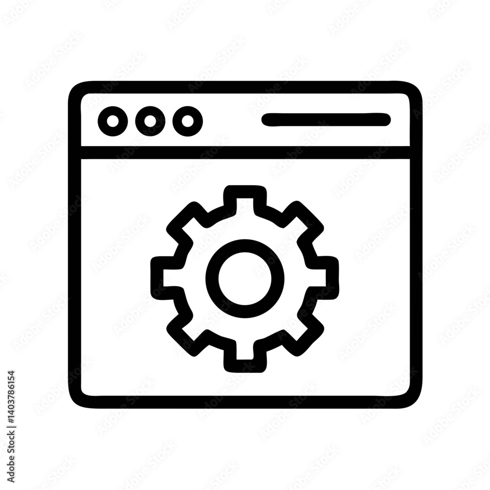Web Browser with Gear Icon Representing Online Settings and Internet Configuration Web Browser with Gear Icon Representing Online Settings and Internet Configuration