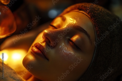 Woman Enjoying a Beauty Treatment in Close-up photo