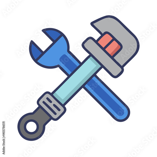 Wrench with Pipe Icon Representing Plumbing and Pipe Repair Services