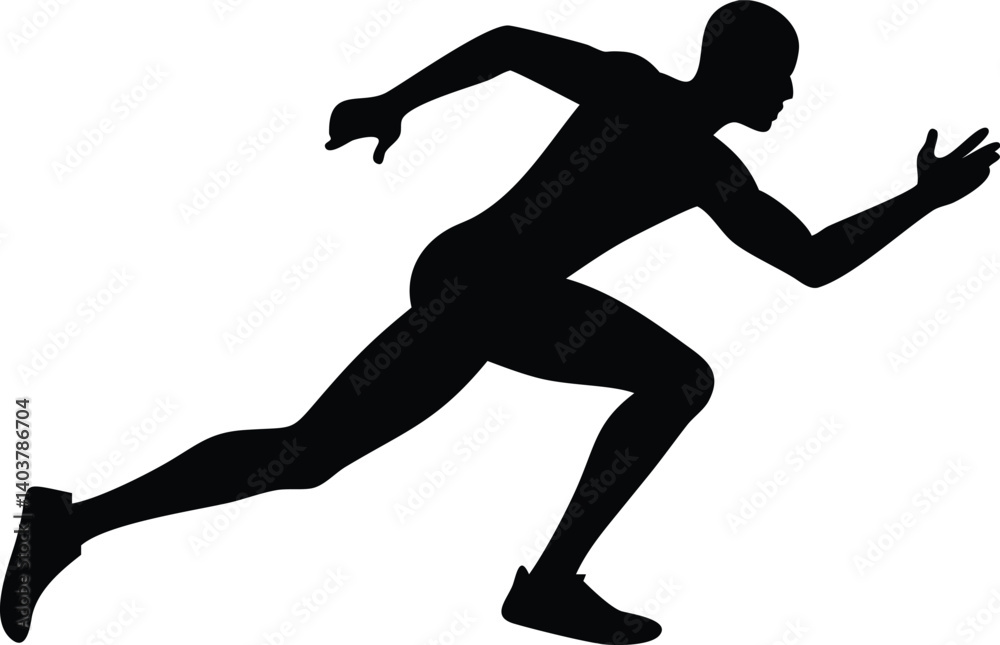 Runner Silhouette in Action Isolated on Transparent Background Runner Silhouette in Action Isolated on Transparent Background