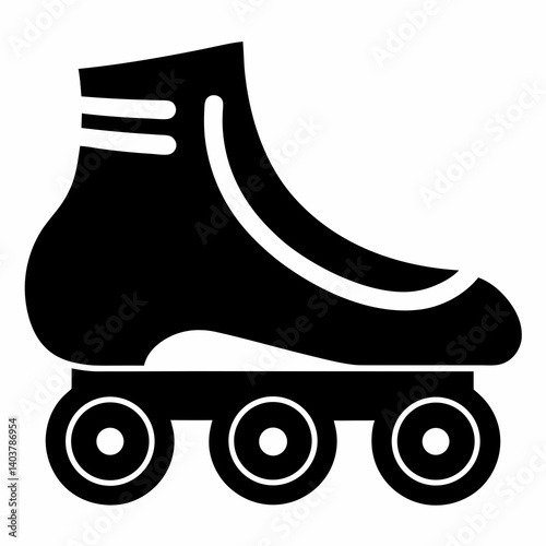Black silhouette illustration of a roller skate