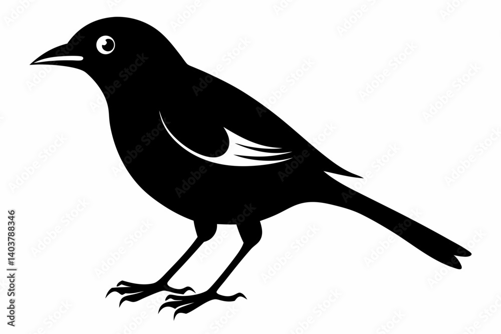 Obraz premium white bell bird silhouette black vector