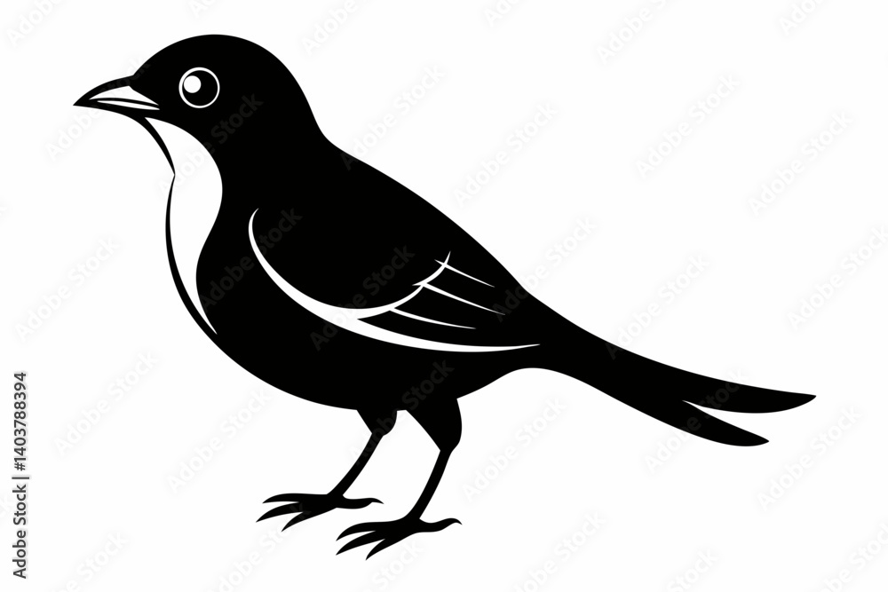 Fototapeta premium white bell bird silhouette black vector