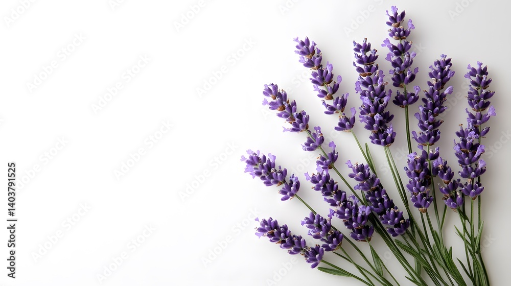 Naklejka premium Lavender Flowers on White Background for Aromatherapy and Natural Scenery