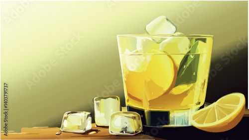 Glass of Iced Lemonade with Garnish.eps