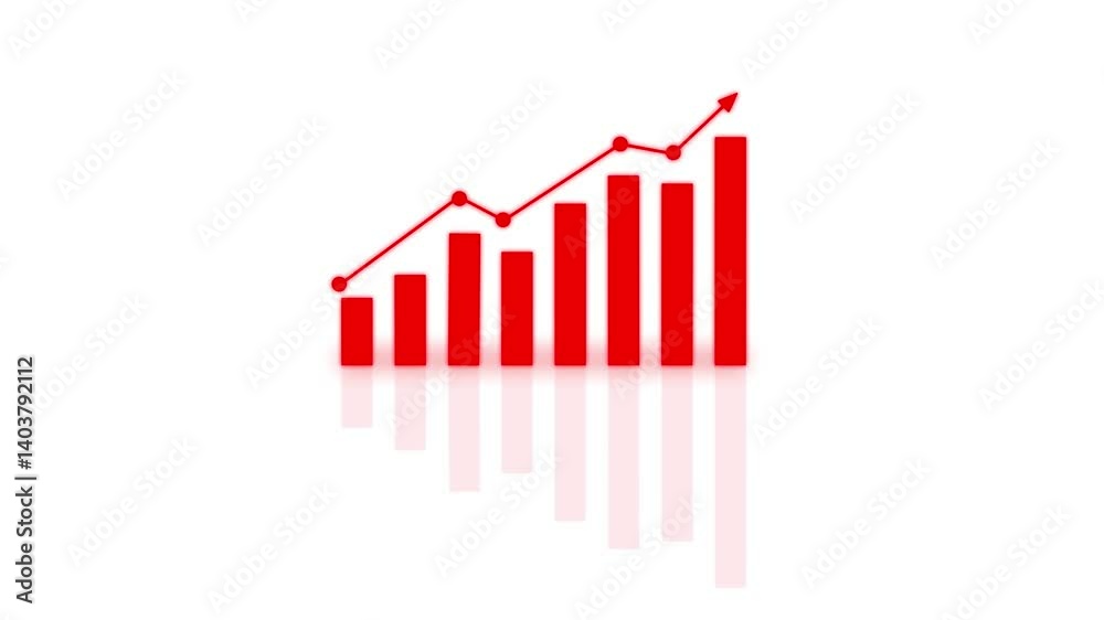  Abstract business growth and graph chart icon animation background. Business growing graph with arrow.  swipe arrow 