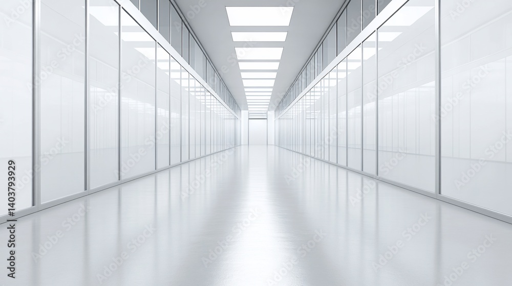 Empty, modern, white corridor Empty, modern, white corridor