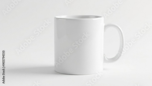 One white ceramic mug isolated on white backdrop, use, stock