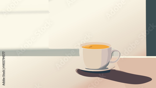 Hot Coffee with Steam Rising from Cup