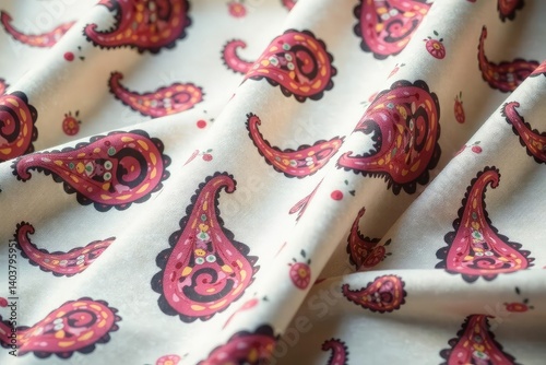 Subtle muted paisley print on soft linen-like fabric , beige, muted