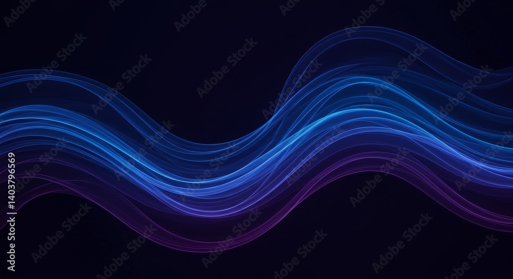 Abstract Blue and Purple Waves - Fluid, dynamic abstract background featuring flowing blue and purple waves on a dark background. Perfect for technology, music, or design projects Abstract Blue and Purple Waves - Fluid, dynamic abstract background featuring flowing blue and purple waves on a dark background. Perfect for technology, music, or design projects
