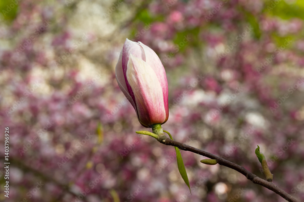 Fototapeta premium Pink flowers of magnolia serene