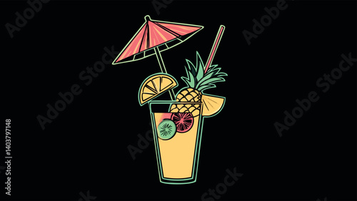 Tropical Cocktail with Umbrella.eps