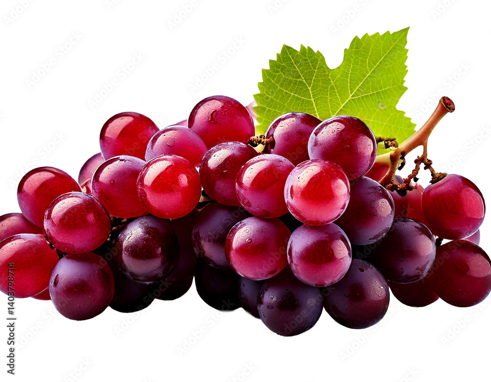 Fototapeta premium red grapes bunch isolated on white background. Generative AI