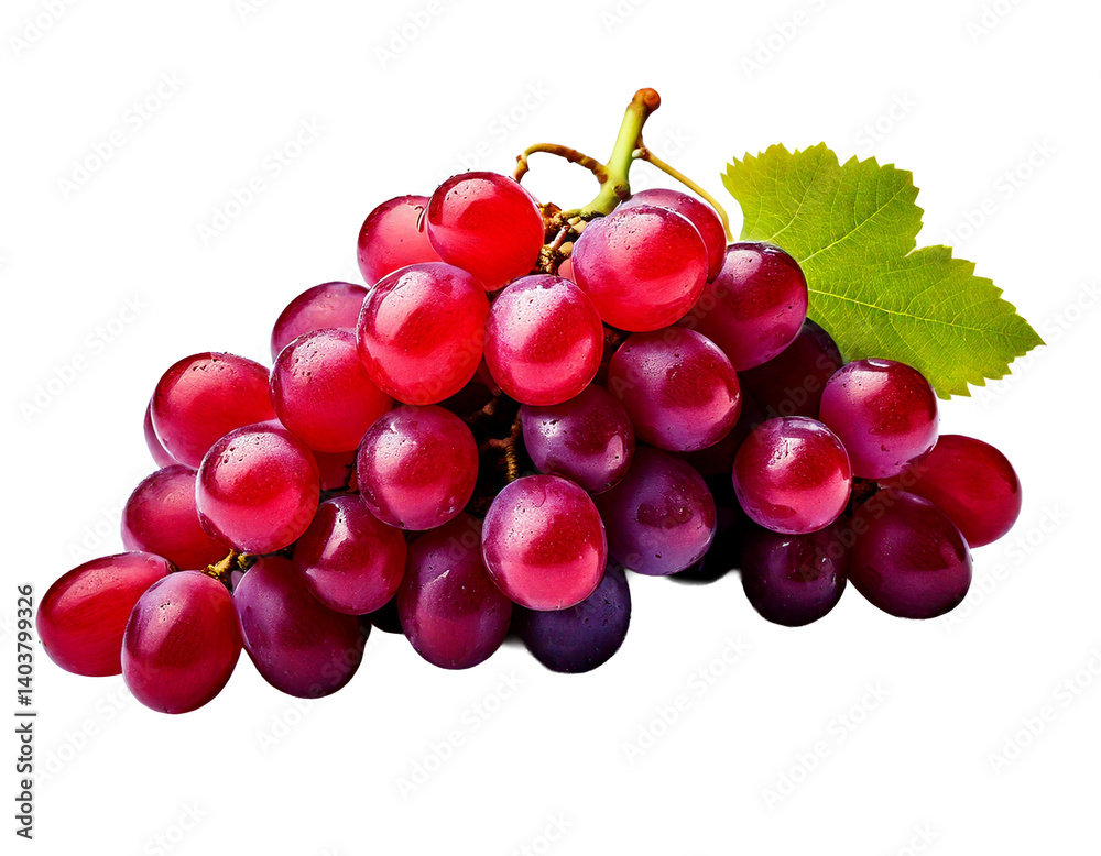 Fototapeta premium red grapes isolated on transparent background. AI Generative 
