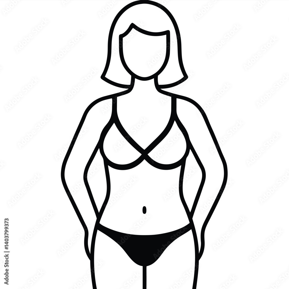 vector illustration of a woman in bikini