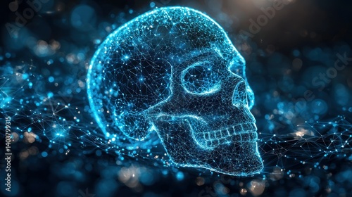 Digital Skull: A Glowing Cybernetic Cranium