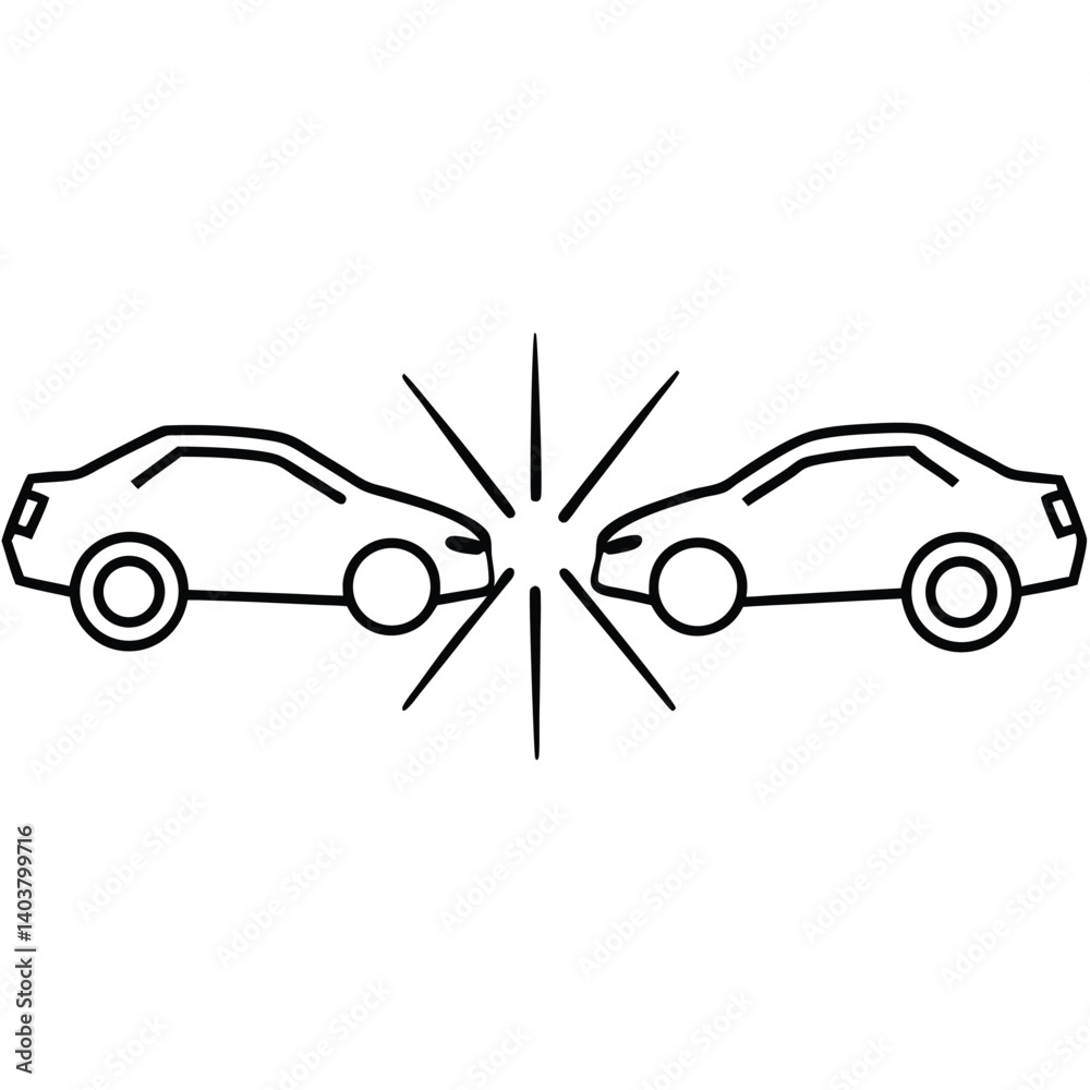 Vector illustration of two car collisions on a white background