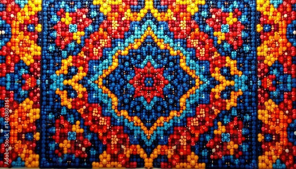 Intricate geometric textile print with bold, contrasting colors, decoration, textile Intricate geometric textile print with bold, contrasting colors, decoration, textile