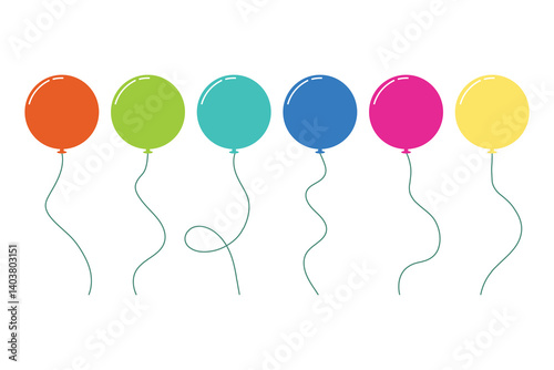 Cartoon-style balloon. Bunch of balloons for birthdays and parties