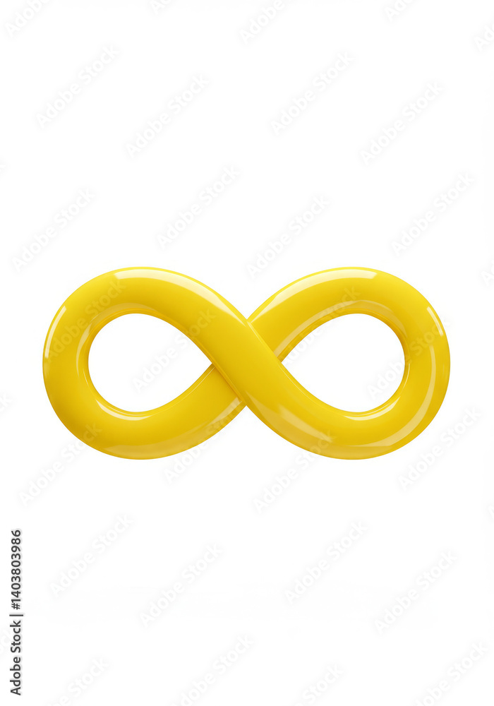 Yellow 3D infinity symbol isolated on white background Yellow 3D infinity symbol isolated on white background