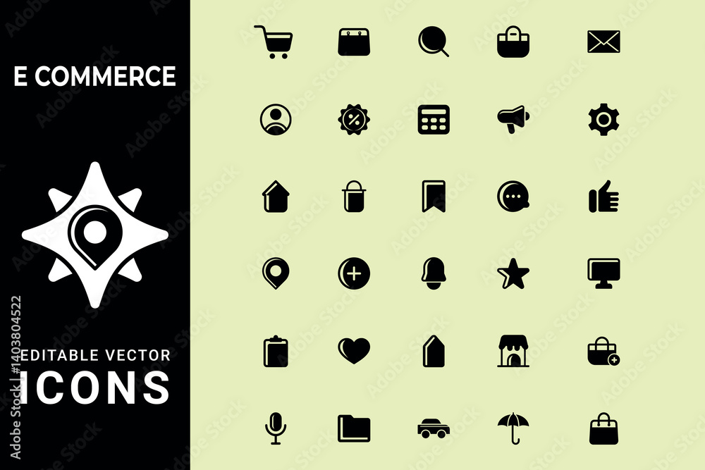 set of e-commerce icon set. Flat & Outline E-Commerce User Interface Icons E-Shopping Icons pack.
