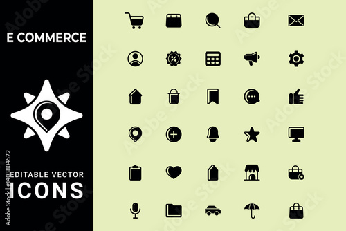 set of e-commerce icon set. Flat & Outline E-Commerce User Interface Icons E-Shopping Icons pack.