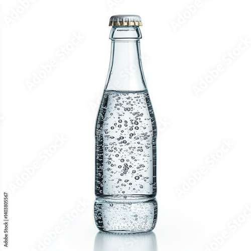 Wallpaper Mural A bottle of sparkling water with bubbles visible through the glass isolated on white background  Torontodigital.ca
