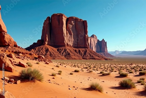 Desert rock formation with no surrounding environment, geology, desert