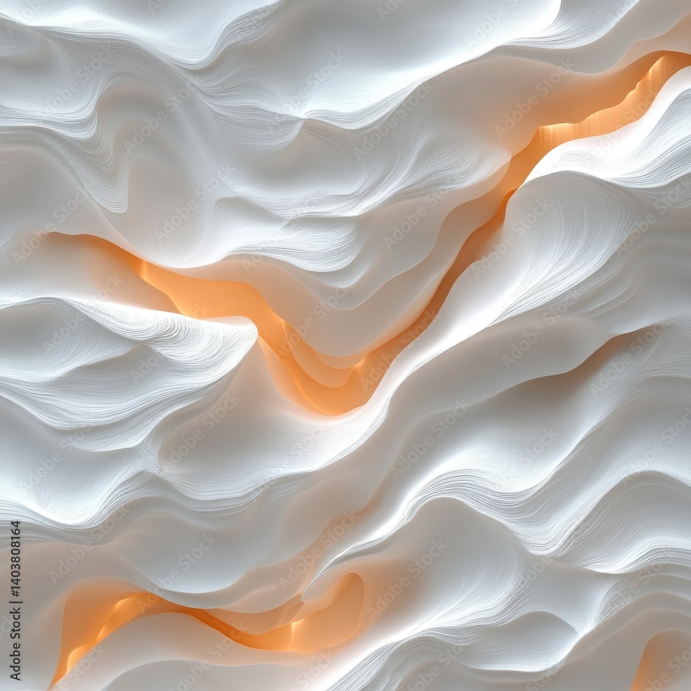 Obraz premium Abstract White and Orange Waves: A Serene Digital Landscape